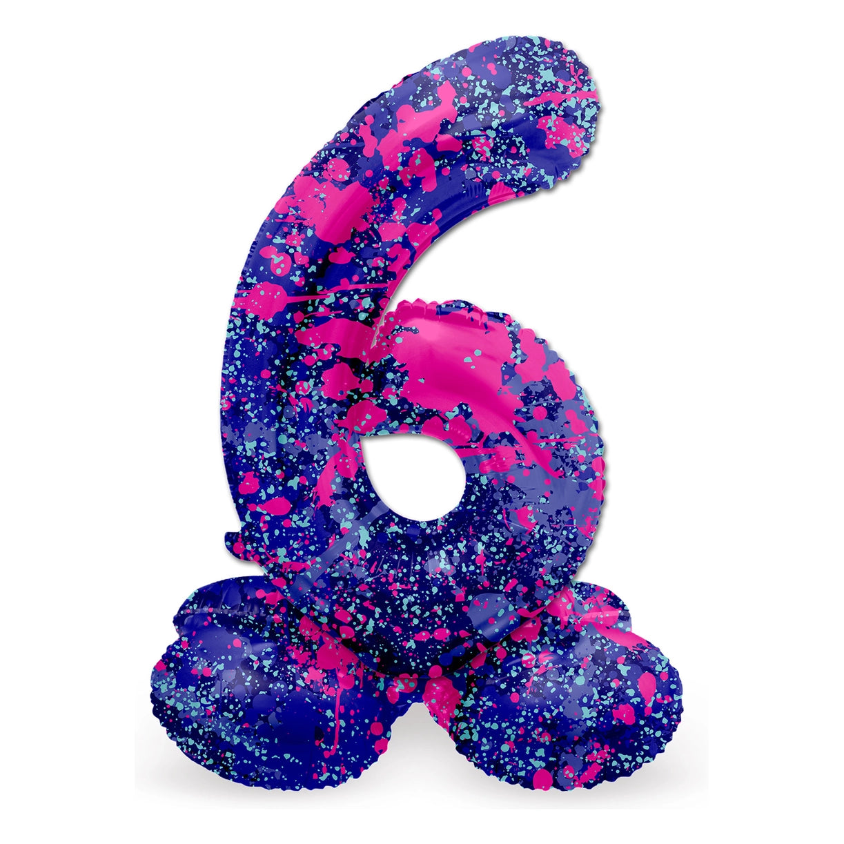 Staande Folieballon Cijfer 6 Paint Splash - 72 cm