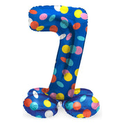 Staande Folieballon Cijfer 7 Colorful Dots - 72 cm