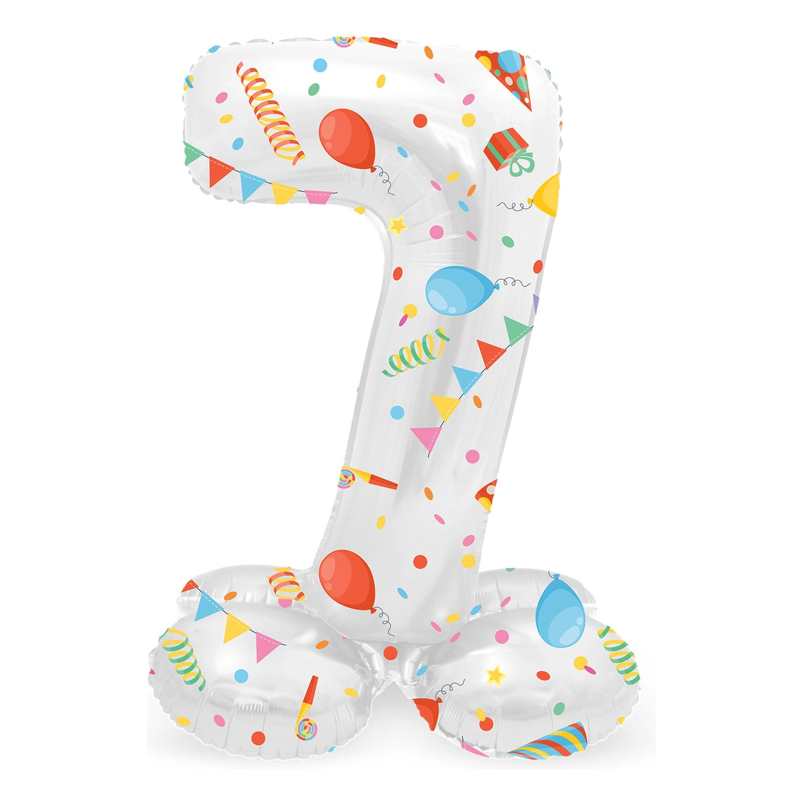 Staande Folieballon Cijfer 7 Joyful Party - 72 cm