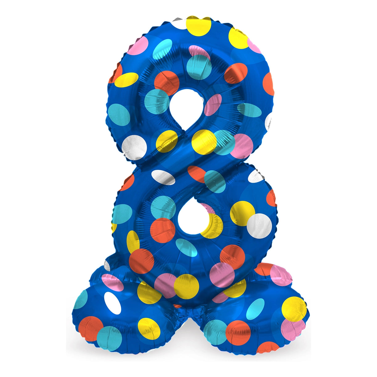 Staande Folieballon Cijfer 8 Colorful Dots - 72 cm