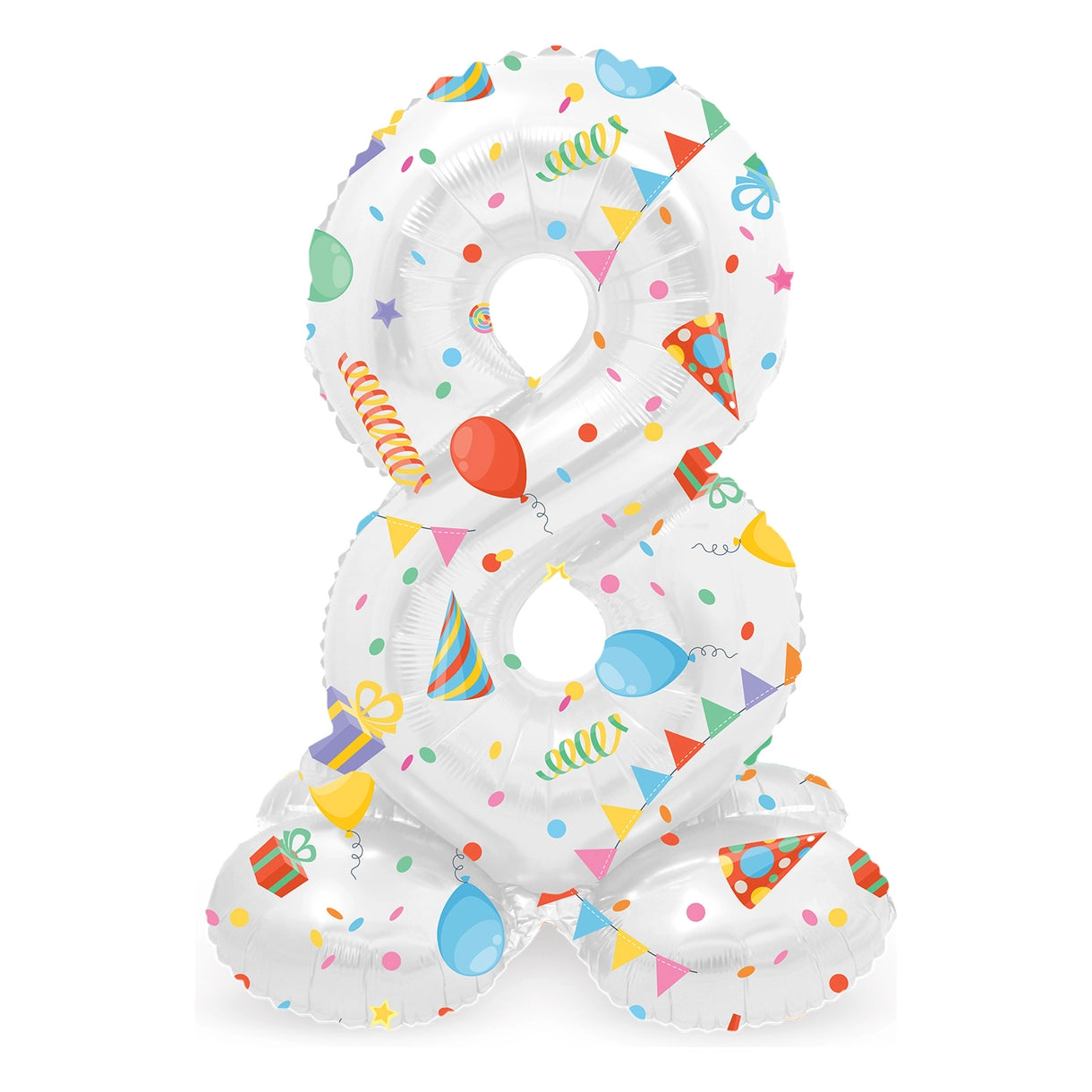 Staande Folieballon Cijfer 8 Joyful Party - 41 cm