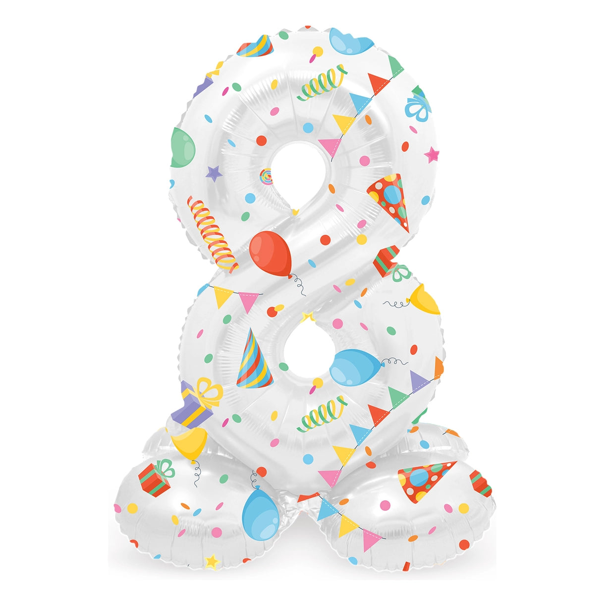 Staande Folieballon Cijfer 8 Joyful Party - 72 cm