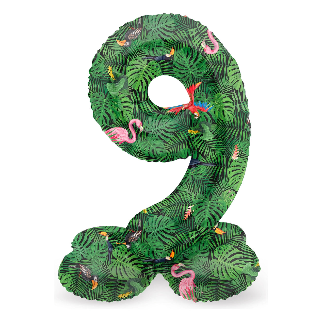 Staande Folieballon Cijfer 9 Jungle Vibe - 41 cm