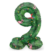 Staande Folieballon Cijfer 9 Jungle Vibe - 72 cm