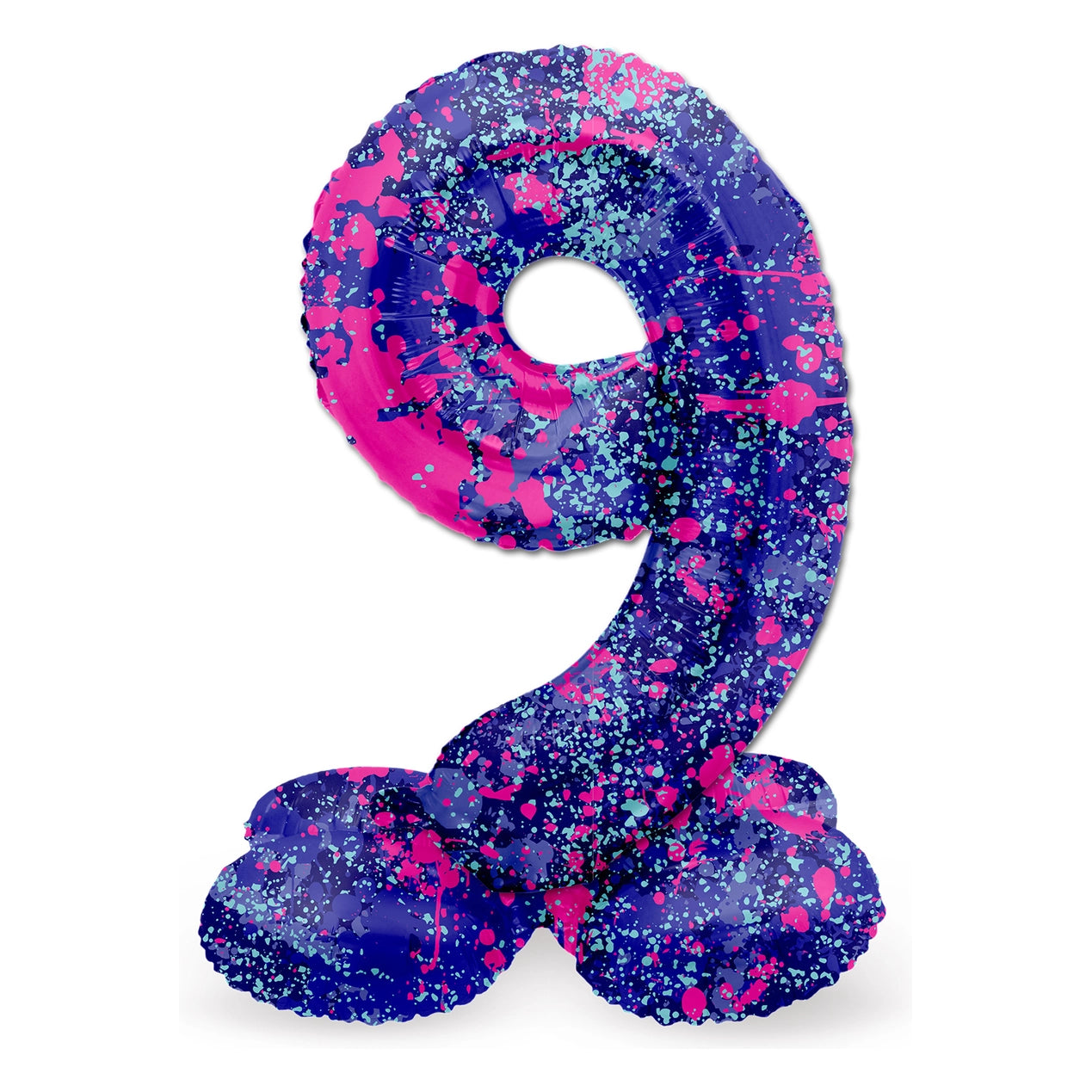 Staande Folieballon Cijfer 9 Paint Splash - 41 cm