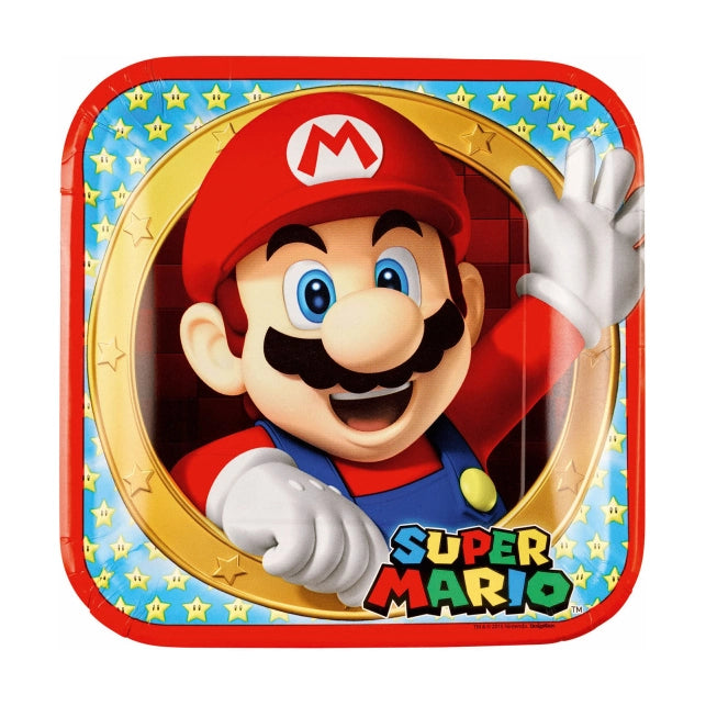 Super Mario papieren borden 23cm 8 stuks