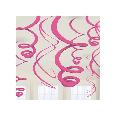 Swirl decoratie Bright Pink - 12 stuks
