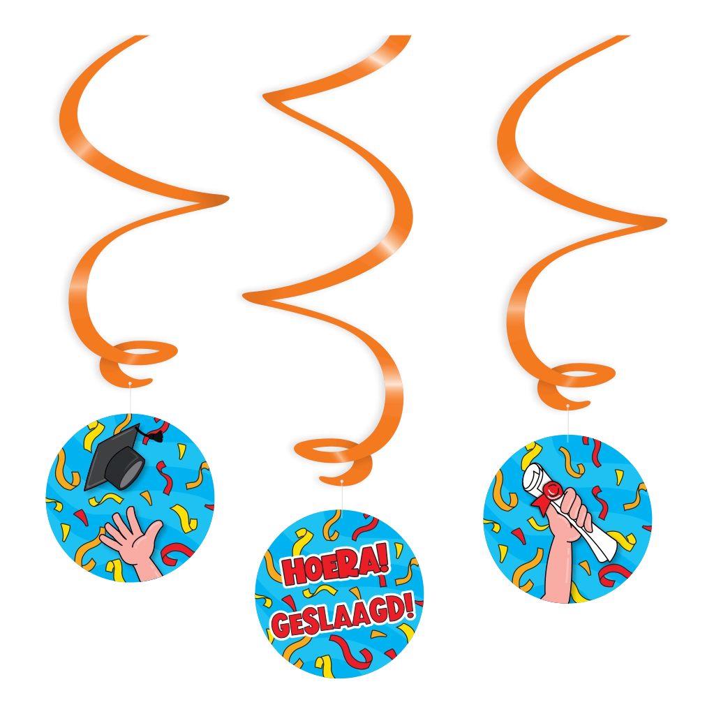 Swirl Decoratie - Geslaagd school cartoon - 3 stuks 70cm