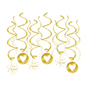 Swirl Decoraties Just Married Goud en Wit 12 stuks