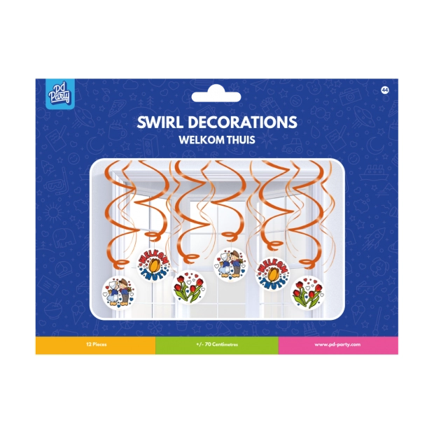 Swirl decoraties Welkom Thuis Holland 70cm 12 stuks