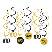 Swirl draaislinger 100 jaar goud zwart 12 stuks