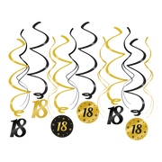 Swirl draaislinger 18 jaar goud zwart 12 stuks