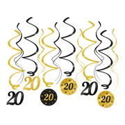 Swirl draaislinger 20 jaar goud zwart 12 stuks