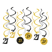 Swirl draaislinger 21 jaar goud zwart 12 stuks