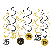 Swirl draaislinger 25 jaar goud zwart 12 stuks