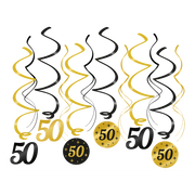 Swirl draaislinger 50 jaar goud zwart 12 stuks