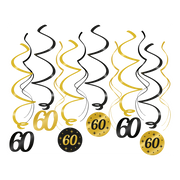 Swirl draaislinger 60 jaar goud zwart 12 stuks