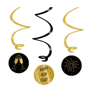 Swirl Happy New Year goud zwart