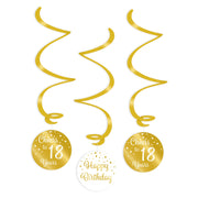 Swirl verjaardag decoratie 18 jaar goud/wit