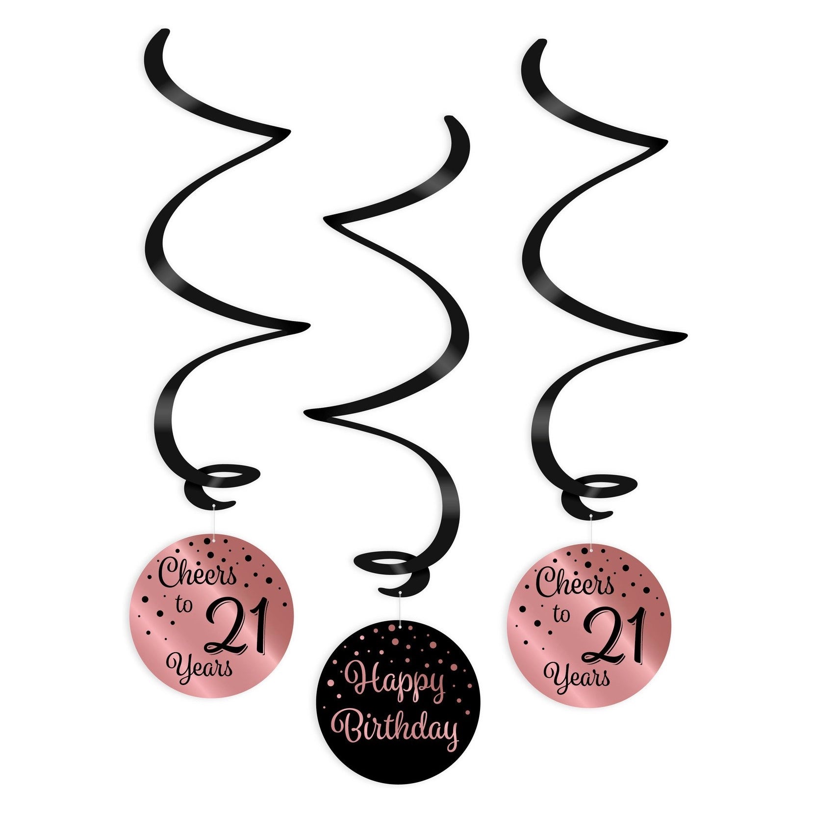 Swirl verjaardag decoratie 21 jaar rose goud