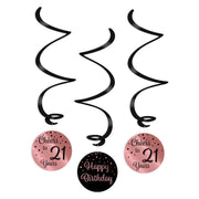 Swirl verjaardag decoratie 21 jaar rose goud