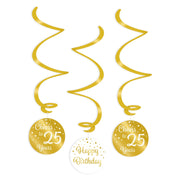 Swirl verjaardag decoratie 25 jaar goud