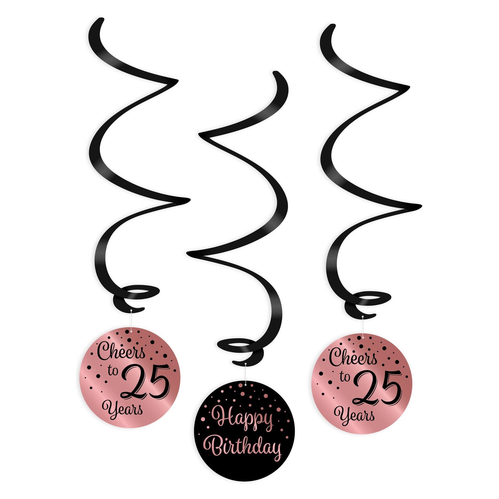 Swirl verjaardag decoratie 25 jaar rose goud