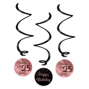 Swirl verjaardag decoratie 25 jaar rose goud