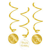 Swirl verjaardag decoratie 70 jaar goud en wit