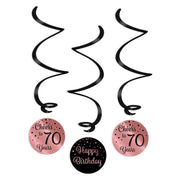 Swirl verjaardag decoratie 70 jaar rose goud