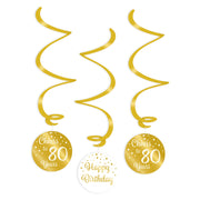 Swirl verjaardag decoratie 80 jaar goud