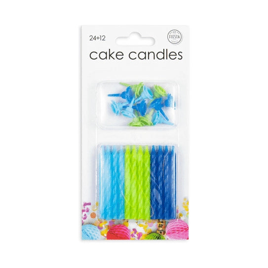 Taart kaarsjes blauw en groen