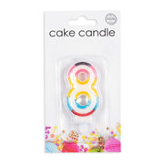 Taartkaarsje multikleur cijfer 8