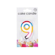 Taartkaarsje multikleur cijfer 9