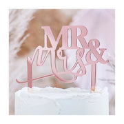 Taarttopper Mr & Mrs Rose Goud 16x15cm