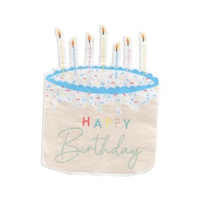 Taartvorm Happy Birthday servetten Mix it Up party collectie 16 stuks