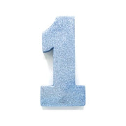 Tafeldecoratie glitter baby blauw cijfer 1