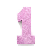 Tafeldecoratie glitter baby roze cijfer 1