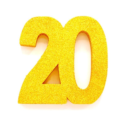Tafeldecoratie glitter goud cijfer 20