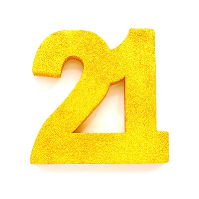 Tafeldecoratie glitter goud cijfer 21