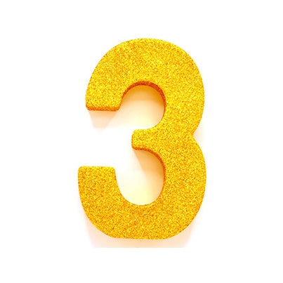 Tafeldecoratie glitter goud cijfer 3