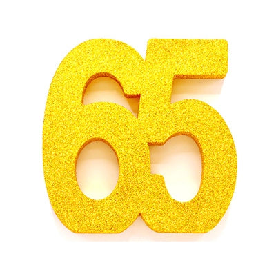 Tafeldecoratie glitter goud cijfer 65