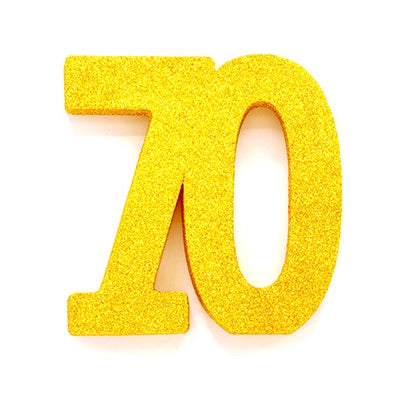 Tafeldecoratie glitter goud cijfer 70