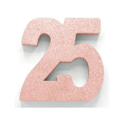 Tafeldecoratie glitter rosé goud cijfer 25