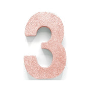 Tafeldecoratie glitter rosé goud cijfer 3