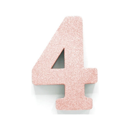 Tafeldecoratie glitter rosé goud cijfer 4