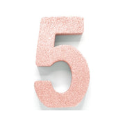 Tafeldecoratie glitter rosé goud cijfer 5