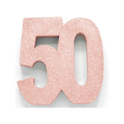 Tafeldecoratie glitter rosé goud cijfer 50