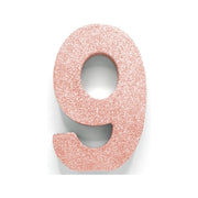 Tafeldecoratie glitter rosé goud cijfer 9