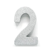 Tafeldecoratie glitter zilver cijfer 2